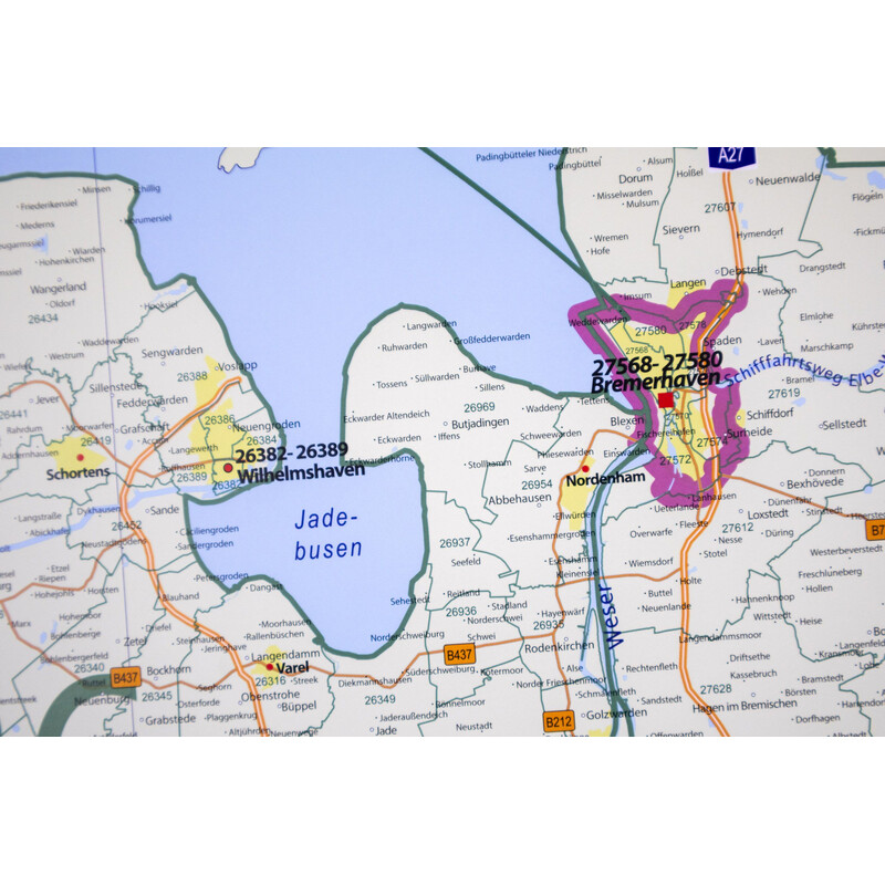 GeoMetro Regional-Karte Niedersachsen Postleitzahlen PLZ (100 x 123 cm)