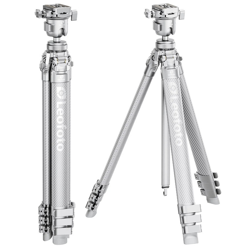 Leofoto Carbon-Dreibeinstativ AZ-204C+LH-30R Azure Full Silver