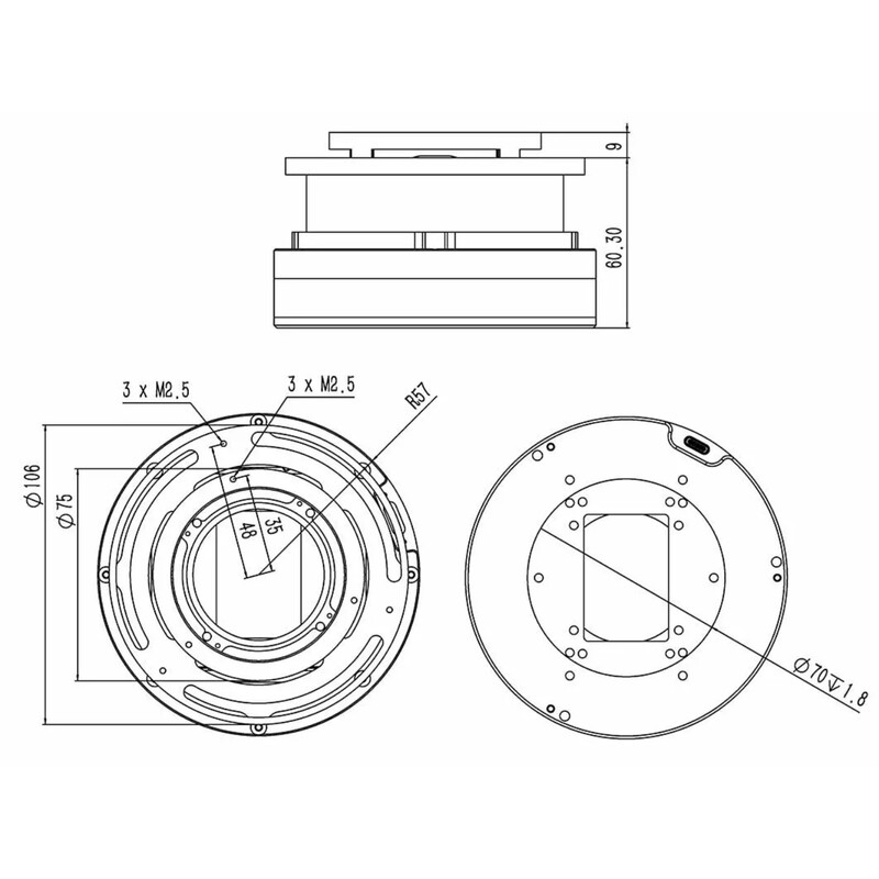 Wanderer Astro Roue à filtres Cube pour Celestron RASA 1100 et 3600
