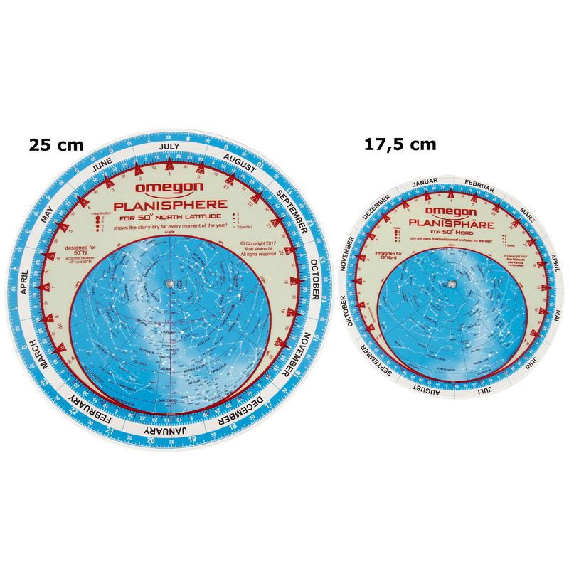 Carte du ciel Omegon Sternkarte Planisphere 25cm / 52°