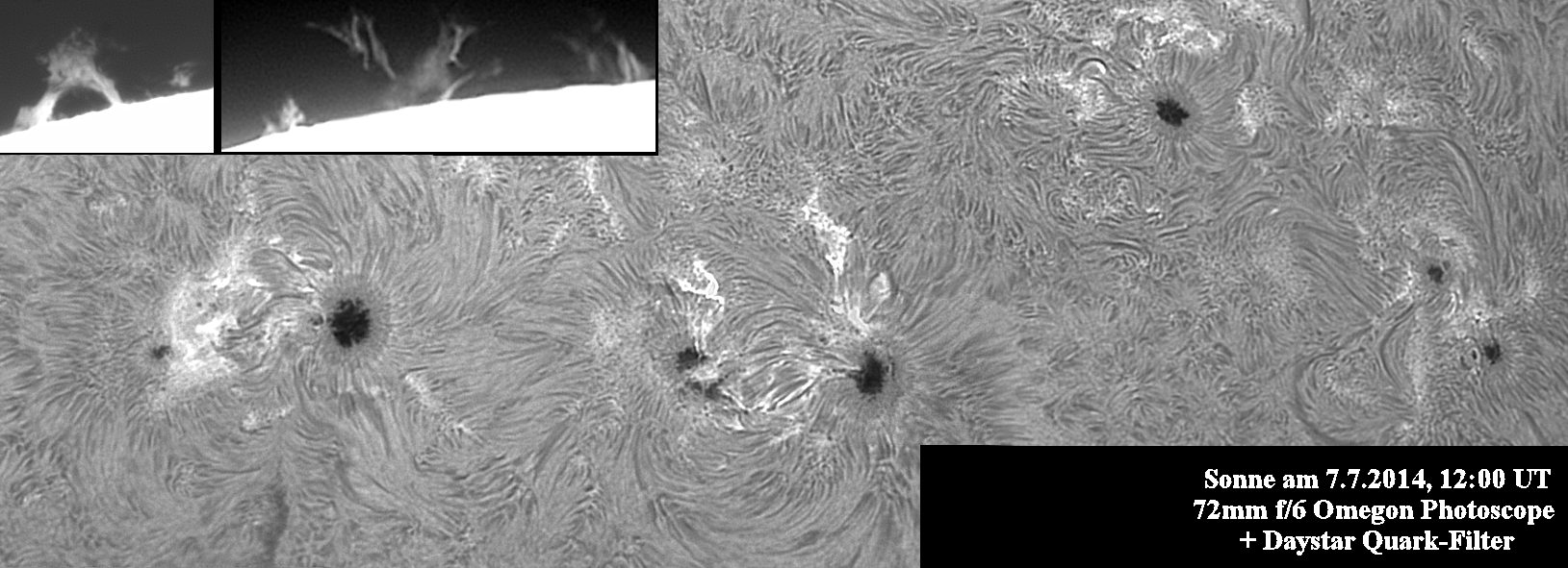 Sonne am 7.7.2014 mit dem Daystar-Quark-Chromosphere